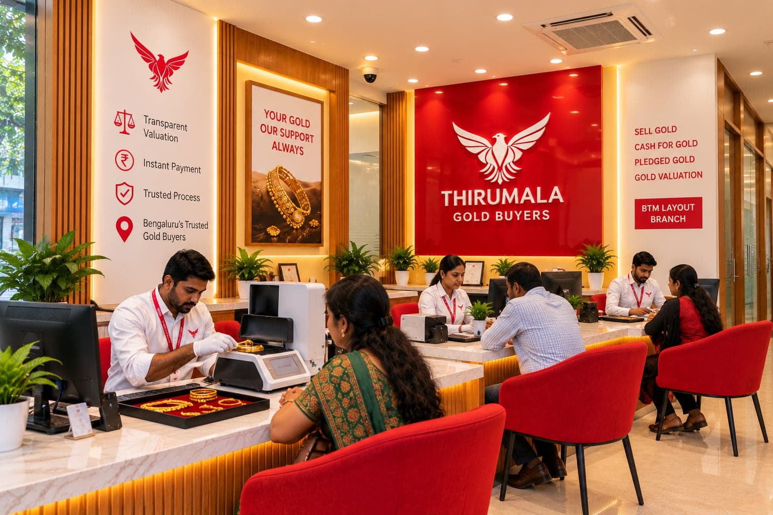 Thirumala Gold Buyers BTM Layout Bangalore interior and gold testing counter